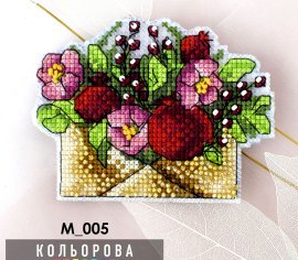 Магнті Лист пристрасті М_005 Кольорова вишивка хрестом | Набір - Салон рукоділля