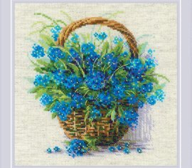 Forget Me Nots in a Basket 2170  РІОЛІС вишивка хрестиком | Набір | Купити - Салон рукоділля