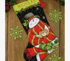 Снеговик и медвежонок/Snowman and Bear Stocking 71-09151 DIMENSIONS