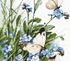 Butterflies and bluebird flowers LETI 939 LETISTITCH