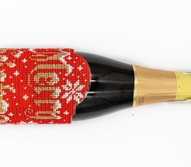Етикетка на шампанське з Новим роком N-025 GOLDEN KEY вишивка бісером - Салон рукоділля