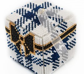 Кубик синя клітина N-036 GOLDEN KEY вишивка бісером новорічної іграшки - Салон рукоділля