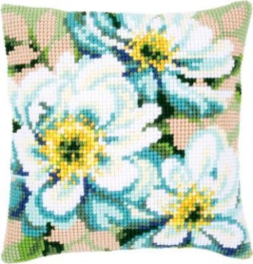 Japanese anemones II Японські анемони II PN-0148718  VERVACO Подушка вышивка крестом | Набор | Купить - Салон рукоделия — Давайте создадим шедевр вместе