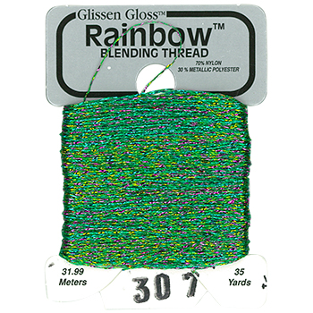 Металізована нитка 32 м Rainbow Blending Thread 307 Multi Green RBT307 Glissen Gloss | Купити - Салон рукоділля
