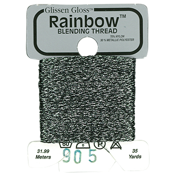 Металізована нитка 32 м Rainbow Blending Thread 905 Gun Metal Gray RBT905 Glissen Gloss | Купити - Салон рукоділля