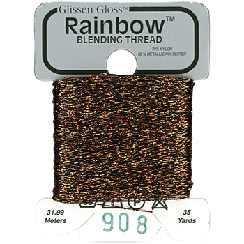 Металізована нитка 32 м Rainbow Blending Thread 908 Black Copper RBT908 Glissen Gloss | Купити - Салон рукоділля
