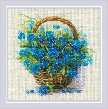 Forget Me Nots in a Basket 2170  РІОЛІС вишивка хрестиком | Набір | Купити - Салон рукоділля