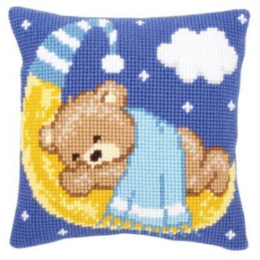Blue Teddy on the Moon  Ведмедик у блакитному на місяці PN-0148196 VERVACO Подушка вышивка крестом | Набор | Купить - Салон рукоделия — Давайте создадим шедевр вместе