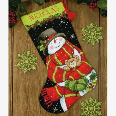 Снеговик и медвежонок/Snowman and Bear Stocking 71-09151 DIMENSIONS