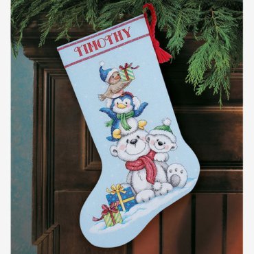 Stack of Critters Stocking  70-08840 DIMENSIONS