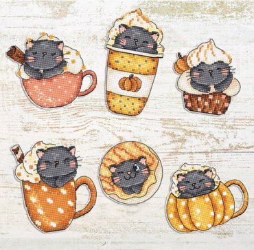 Pumpkin Cup Kitties Kit of 6 pcs L8092 LETISTITCH