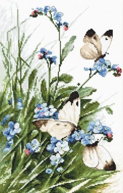 Butterflies and bluebird flowers LETI 939 LETISTITCH