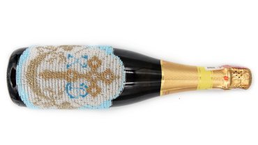Етикетка на пляшку з освяченою водою N-028 GOLDEN KEY вишивка бісером - Салон рукоділля