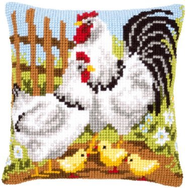 Chicken family on a farm Куряча сім'я на фермі PN-0146209 VERVACO Подушка вышивка крестом | Набор | Купить - Салон рукоделия — Давайте создадим шедевр вместе