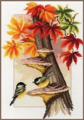 Chickadees between leaves Синички між листям PN-0157566 Vervaco вишивка хрестиком - Салон рукоділля