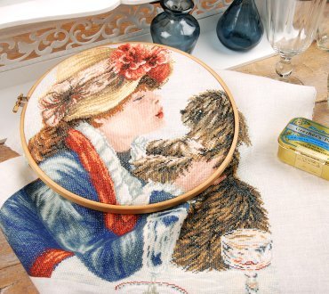 Girl & Dog PN-0168607 LanArte вышивка крестом