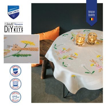 Скатертина Великодні кролики PN-0196673 Vervaco вишивка хрестом | Набір | Купити - Салон рукоділля - Давайте створимо шедевр разом! 