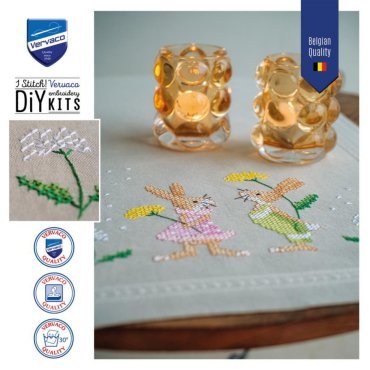 Доріжка на стіл Великодні кролики PN-0196679 Vervaco вишивка хрестом | Набір | Купити - Салон рукоділля - Давайте створимо шедевр разом! 
