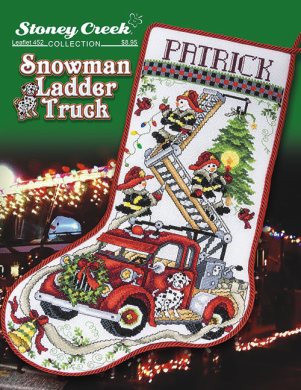Snowman Ladder Truck Stocking LFT452 Stoney Creek вишивка | Схема - Салон рукоділля 