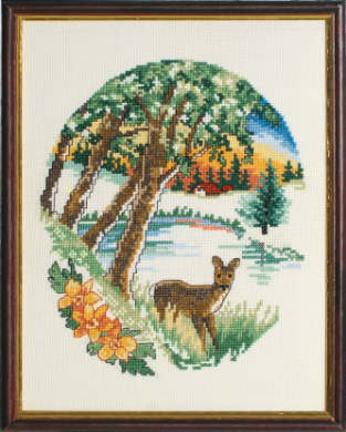 Олень біля озера Deer by lake 92-9594 Permin вишивка хрестиком | Набір | Купити - Салон рукоділля